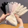 gants chauds d'hiver pour femmes, mignons pour écran tactile, imperméables et résistants au froid, en peluche épaisse, en coton, nouvelle collection 2025