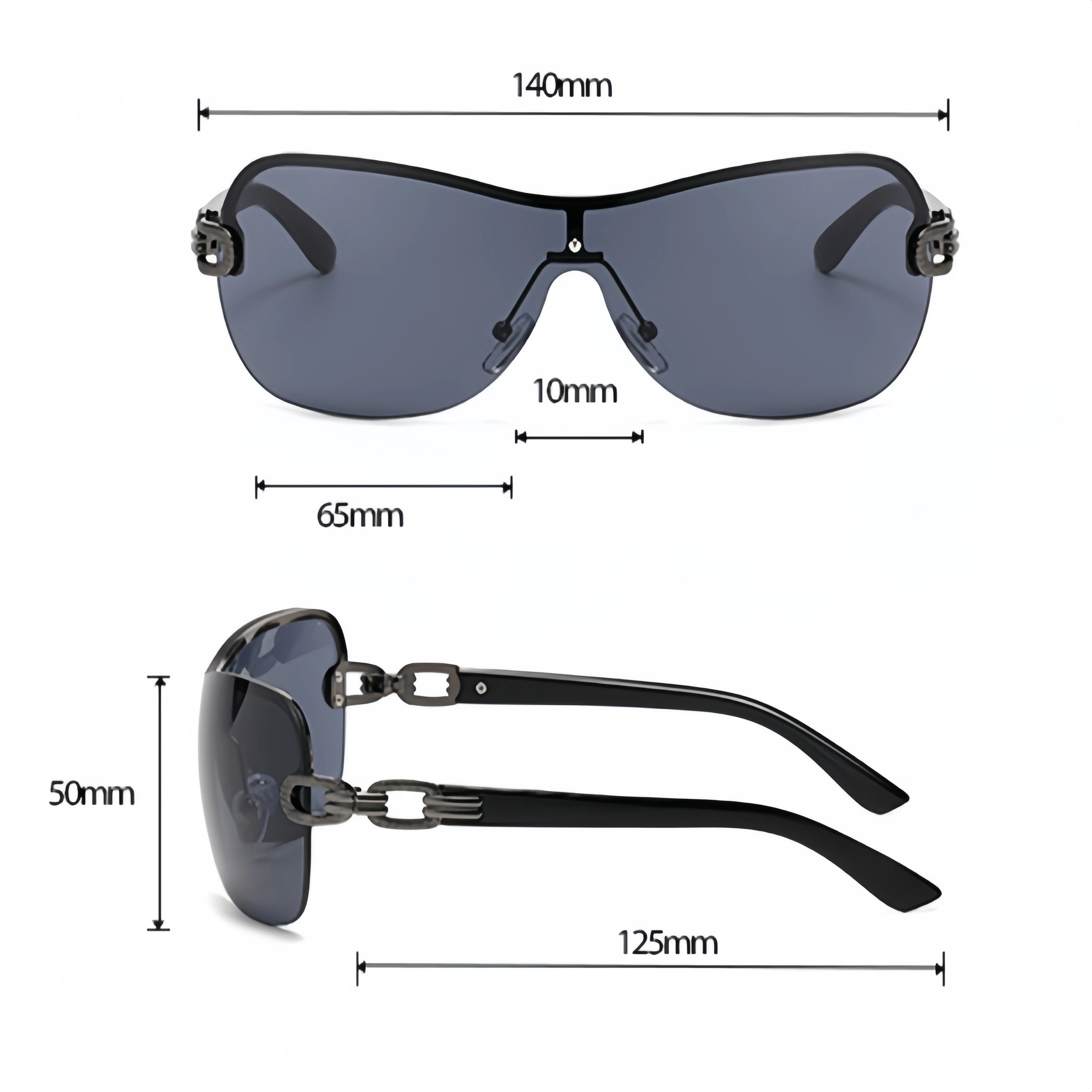 Lunettes de soleil une pièce à grande monture de style européen et américain pour hommes et femmes, lunettes enveloppantes décoratives rétro polyvalentes