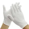 1 paire doigt complet hommes femmes étiquette gants en coton blanc serveurs/conducteurs/bijoux/travailleurs mitaines gants d&rsquo;absorption de la sueur
