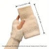 1 pièce gants demi doigt chauds et résistants au froid pour femmes en automne et en hiver, polyvalents et en peluche, jolis gants demi doigt de bureau