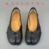 Bout fendu femmes ballerines mode Tabi chaussures décontracté sans lacet mocassins dames plissé en cuir Espadrilles Zapatillas Mujer