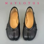 Bout fendu femmes ballerines mode Tabi chaussures décontracté sans lacet mocassins dames plissé en cuir Espadrilles Zapatillas Mujer