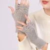 gants sans doigts pour femmes, demi doigt, tricot extensible, tendance, vêtements pour dames, accessoires de décoration, hiver 2025