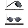 lunettes de soleil steampunk gothiques classiques pour hommes et femmes, lunettes de soleil vintage, monture ronde en métal, créateur de marque, haute qualité, uv400