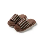 Pantoufles en peluche décontractées à rayures confortables, chaussures en coton doux pour la maison, chaudes et antidérapantes, plates pour la maison, hiver