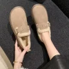 chaussures plates pour femmes, semelle épaisse, bout rond, chaussures chaudes pour dames, semelle antidérapante, protection contre le froid en plein air, adaptées à l'hiver