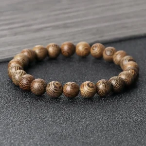 Bracelet de perles en bois naturel, Bracelet de prière de bouddha, chapelet de méditation, pour hommes et femmes, bijoux d&rsquo;équilibre de guérison de Yoga