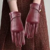 gants élégants en cuir pu pour femmes, coupe vent pour écran tactile, avec doublure polaire douce, gants de cyclisme chauds, conception antidérapante pour l'extérieur
