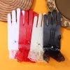 gants courts en dentelle pour femmes, élégants, filet de poisson transparent, gants de fête de bal, à la mode, couleur unie, mitaines à doigts complets