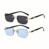 lunettes de soleil rectangulaires sans monture pour hommes et femmes, nuances populaires, petites lunettes de soleil carrées, voyage d'été, mode