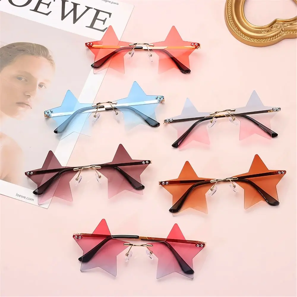 chic étoiles design rose nuances femmes sans monture dégradé tendances décor lunettes de soleil nouvelle marque ins vacances plage fête uv400 lunettes