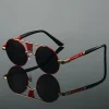 lunettes de soleil rondes vintage à la mode, design de luxe rétro, lunettes de soleil décontractées à double pont pour hommes et femmes