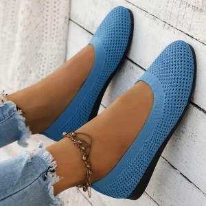 Chaussures plates en maille respirante pour femmes, mocassins décontractés, ballerines à enfiler, document solide, nouveau, 2024