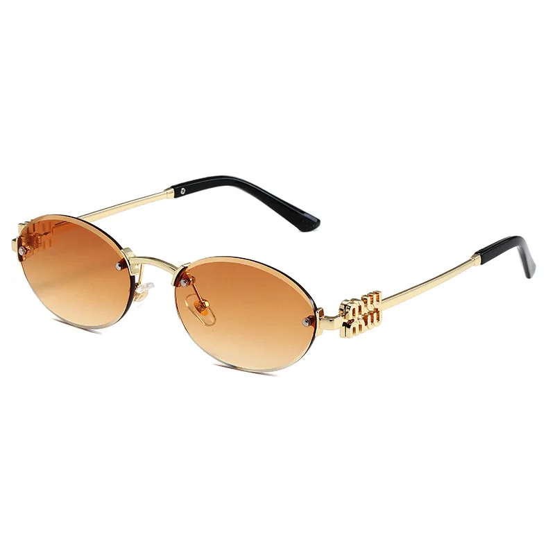 petites lunettes de soleil ovales élégantes pour hommes et femmes, lettre «mm», sans monture, tendance populaire pour l'extérieur, nuances de luxe, uv400, 2025