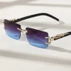 lunettes de soleil rectangulaires sans cadre, lunettes de soleil personnalisées, à la mode, 03/life, 1/2 pièces