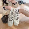 femmes ballerines chaussures mode élégant croix sangle chaussures dames en plein air robe appartements mode peu profonde ballerine chaussures 2025
