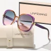LINFEMAND Lunettes de soleil ovales surdimensionnées pour femmes, style élégant et intellectuel, cadeau de vacances préféré pour fête amusante