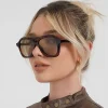 lunettes de soleil rondes vintage pour femmes et hommes, monture surdimensionnée, double pont, mode féminine chic, nuances vertes