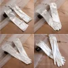 gants de mariée en satin et dentelle élégante, longueur eblow, gants de fête de noël en dentelle blanche, gants de mariage