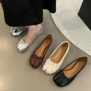Nouvelle marque femmes chaussures plates chaussures de Ballet souples sans lacet mocassins souples Tabi Ninja chaussures décontractées Mujer dames chaussures noeud papillon Mujer