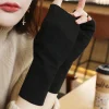 gants demi doigts sans doigts pour femme, mitaines en velours, écran tactile, chaud, cyclisme en plein air, hiver