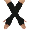 gants longs tricotés sans doigts plus chauds, mitaines coudières, cadeau d'accès de noël, gants emo pour femmes, gants coudés rayés pour dames