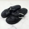 2025 noir femme pantoufles plates été mode boucle sangle nouveau décontracté en plein air plate forme chaussures de plage bout ouvert femme diapositives