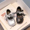 chaussures plates élégantes en cuir pour filles, nouvelle mode avec nœud papillon, chaussures de princesse décontractées pour fête de mariage, printemps automne