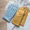 Gants de conduite élégants pour hommes et femmes, en cuir véritable, mitaines courtes, doublure en velours chaud, mode hiver automne