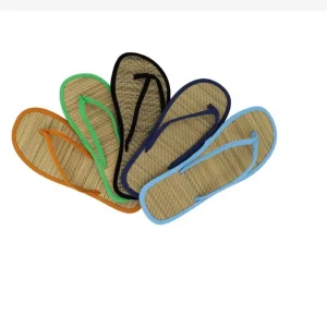 Tongs plates en bambou et rotin pour femmes, sandales confortables, tendance, 2023