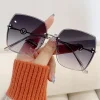 glamour femmes marque lunettes de soleil de luxe sans monture femme lunettes de soleil élégant tendance dames lunettes uv400