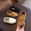 Enfants appartements couleur unie polyvalent enfants mocassins fond souple 2025 nouvelle mode garçons filles chaussures décontractées rétro classique antidérapant