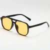 lunettes de soleil carrées rétro pour hommes et femmes, lunettes de soleil polygonales pour femmes, lunettes à double faisceau, mode vintage, noir