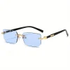 lunettes de soleil rectangulaires sans monture pour hommes et femmes, nuances populaires, petites lunettes de soleil carrées, voyage d'été, mode