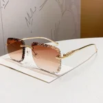 Lunettes de soleil de styliste pour femmes et hommes, marque de luxe, léopard, sans bords, Vintage, nuances élégantes, tendance, mignonnes, 2026