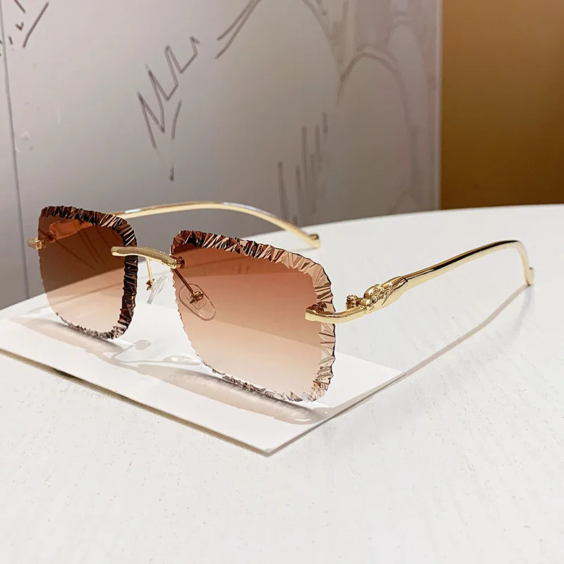 Lunettes de soleil de styliste pour femmes et hommes, marque de luxe, léopard, sans bords, Vintage, nuances élégantes, tendance, mignonnes, 2026