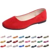 chaussures plates rondes décontractées pour femmes, mocassins floqués, ballerine, appartements d'église, daim, semelle souple, colonne vertébrale, élégant, mignon, parker