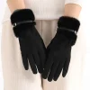 gants d'hiver pour femmes, écran tactile, adaptés à la conduite et au cyclisme, avec doublure polaire, décoration chaude en peluche coupe vent
