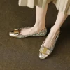 chaussures plates élégantes en cuir de vache pour femmes, chaussures confortables à bout pointu, avec nœud papillon doré, grande taille 43, printemps, 2025