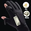 gants chauds d'hiver rabattables à deux doigts, imperméables, coupe vent, pour écran tactile, cyclisme, ski, pêche