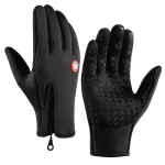 Gants d&rsquo;hiver pour hommes imperméables coupe-vent froid gants snowboard moto conduite chaude écran tactile fermeture éclair gant