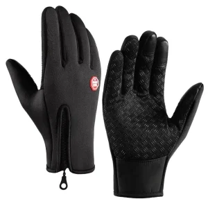 Gants d&rsquo;hiver pour hommes imperméables coupe-vent froid gants snowboard moto conduite chaude écran tactile fermeture éclair gant