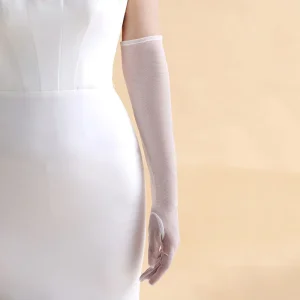 Gants de robe de mariée longs et simples en Tulle doux pour femmes, élégants, blancs, pour soirée de mariée, événements, accessoires de fête de bal de mariage