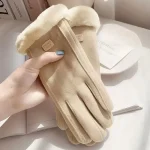 Gants d&rsquo;hiver pour écran tactile pour femmes, gants à doigts à la mode, couleur unie en cachemire fin (convient à la chaleur d&rsquo;automne et d&rsquo;hiver)