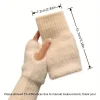 1 paire de gants demi doigt chauds et résistants au froid pour femmes en automne et en hiver, polyvalents et en peluche, gants demi doigt de bureau mignons