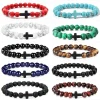 Prière hommes pierre naturelle bois perles chapelet hématite croix Bracelets Onyx méditation Bracelet femmes Yoga bijoux Homme Pulsera