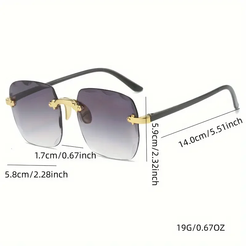 Lunettes de soleil carrées sans monture pour femmes et hommes, marque de luxe, styliste, été, rouge, mode, UV400, 3 pièces