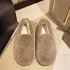 noir downy sans lacet mocassins femmes chaud hiver plat moelleux chaussures semelle souple beige fourrure mocassins maman grand mère fourrure ballerines