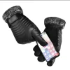 gants isolants en fourrure d'hiver en peluche pour cyclisme en plein air, moto, Écran tactile en pu, coton