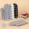 Gants de cuisson en coton et lin avec isolation thermique, anti-brûlure et résistance aux hautes températures